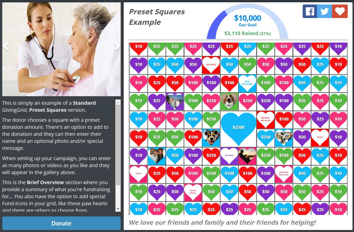 Preset squares example